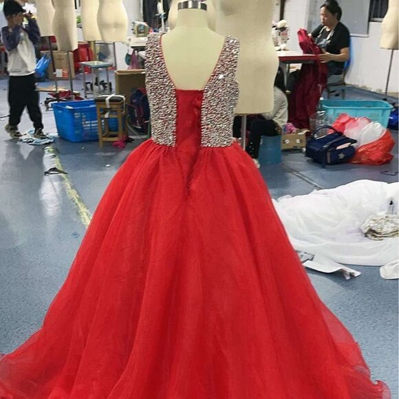 One More Couture red pageant dress,custom, little girl 12 - Picture 2 of 8